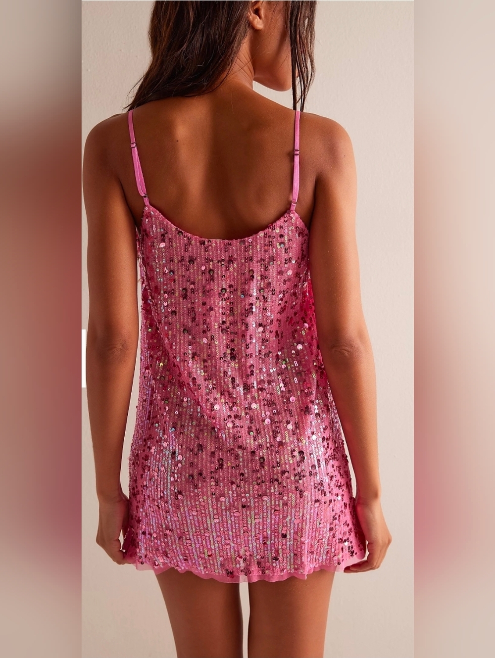 Free People Midnight Kiss Pink Sequin Mini Slip Dress - Picture 3 of 4